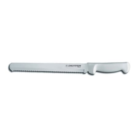 Dexter Russell Dexter Russell - Scalloped Slicer, High Carbon Steel, Stamped, White Handle, 10inL 31604